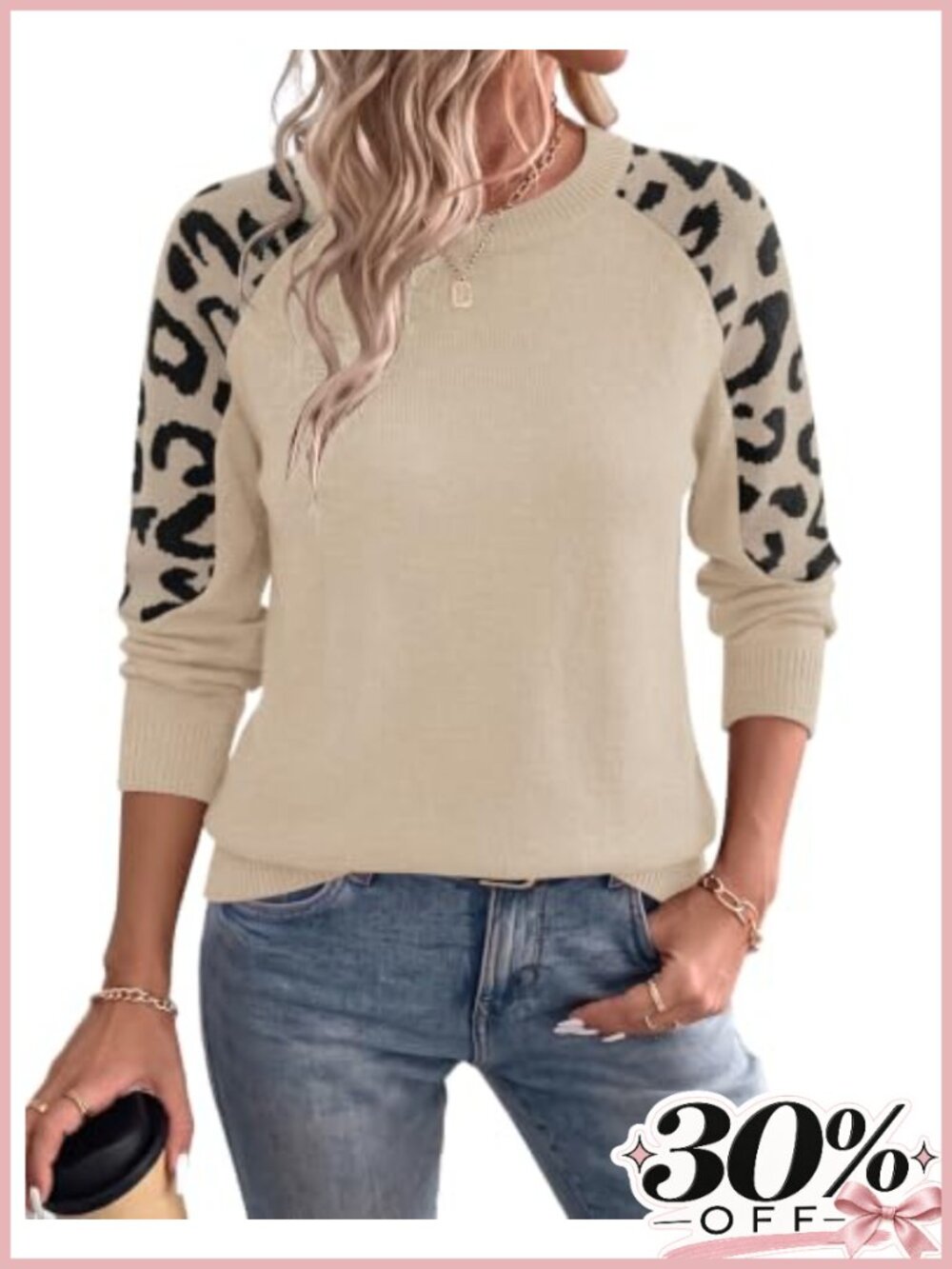 Women's Crew Neck Long Sleeve Pullover Sweater Ribbed Knit